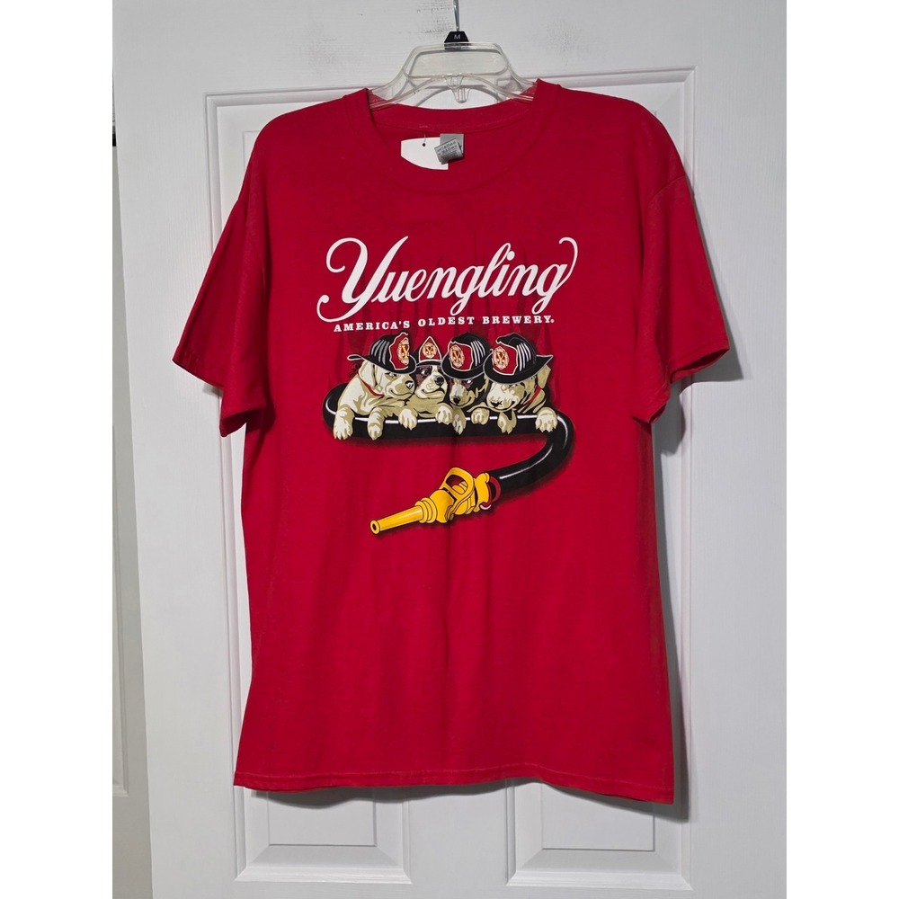Yuengling Brewery Support Your Local Fire Dept Puppy Red T-Shirt Large NWT